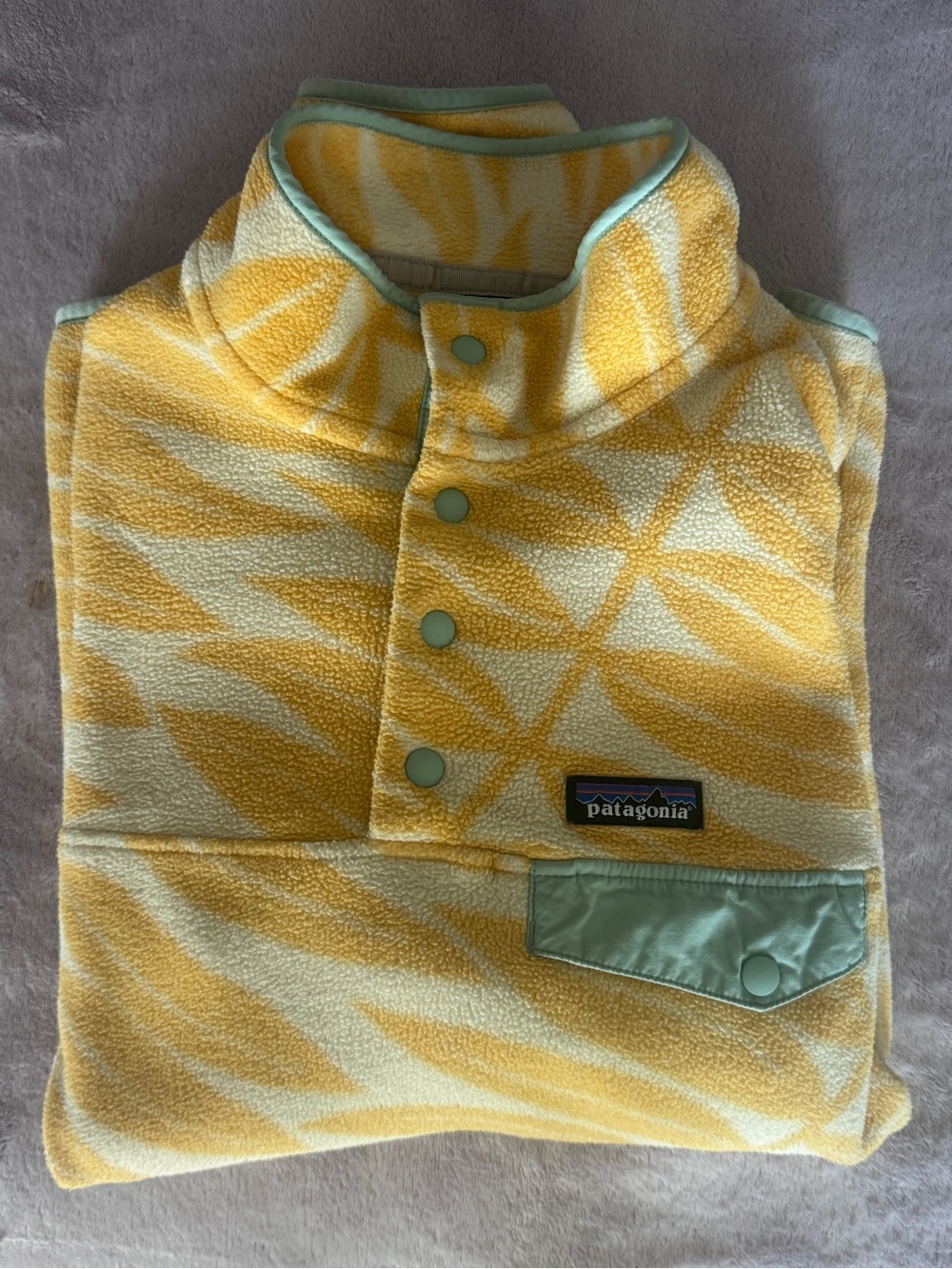 Patagonia Yellow Pattern Snap-T Fleece with Mint Accents